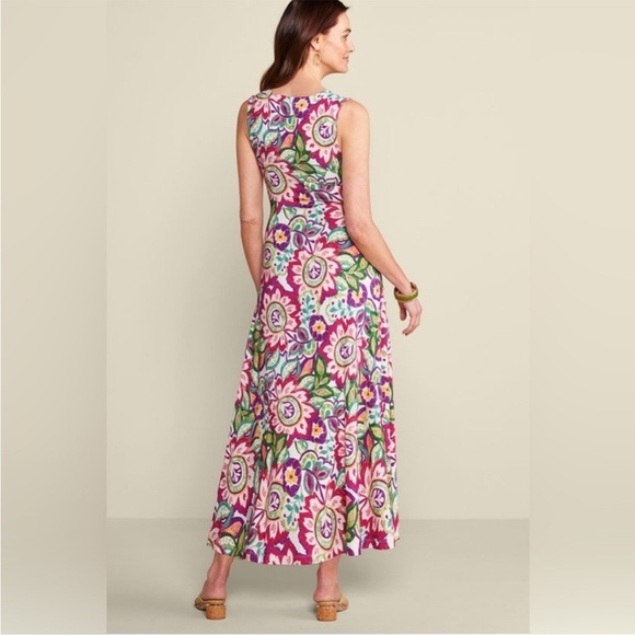 Soft Surroundings Malee Maxi Dress Floral Shirring Surplice Neckline Small - Picture 3 of 9